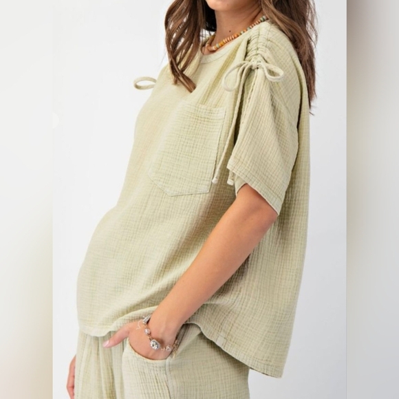 EASEL Washed Cotton Gauze Top #472-477 - Picture 4 of 11